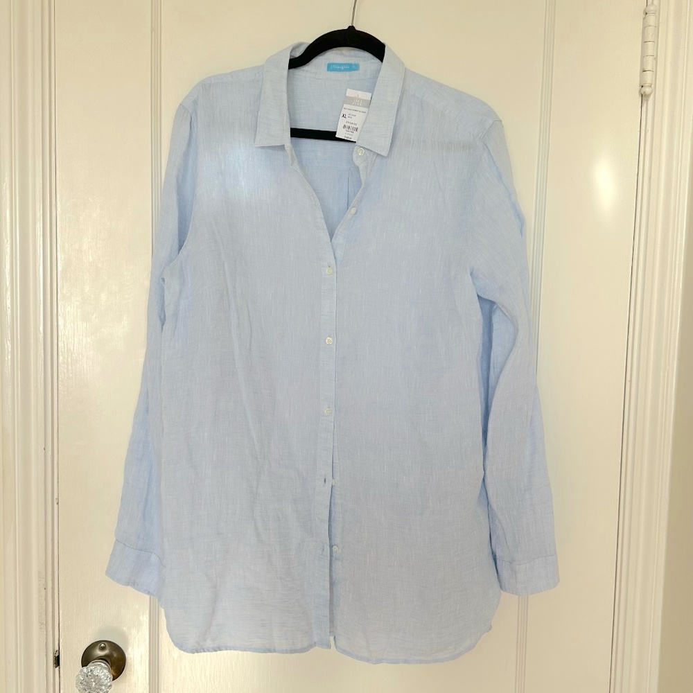 Blue Linen Button Down